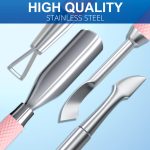 2PCS Metal Silver Cuticle Pusher and Cutter Remover Salon Quality Stainless Steel Acetone Gel Nail Polish Peeler Scraper Durable Professional Manicure Pedicure Cleaner Tool For Fingernail and Toenail - Image 7